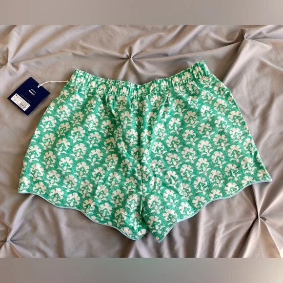 Roller Rabbit x Target Teal Stamped Floral Poplin Boxer Pajama Shorts Small NEW - Picture 2 of 3